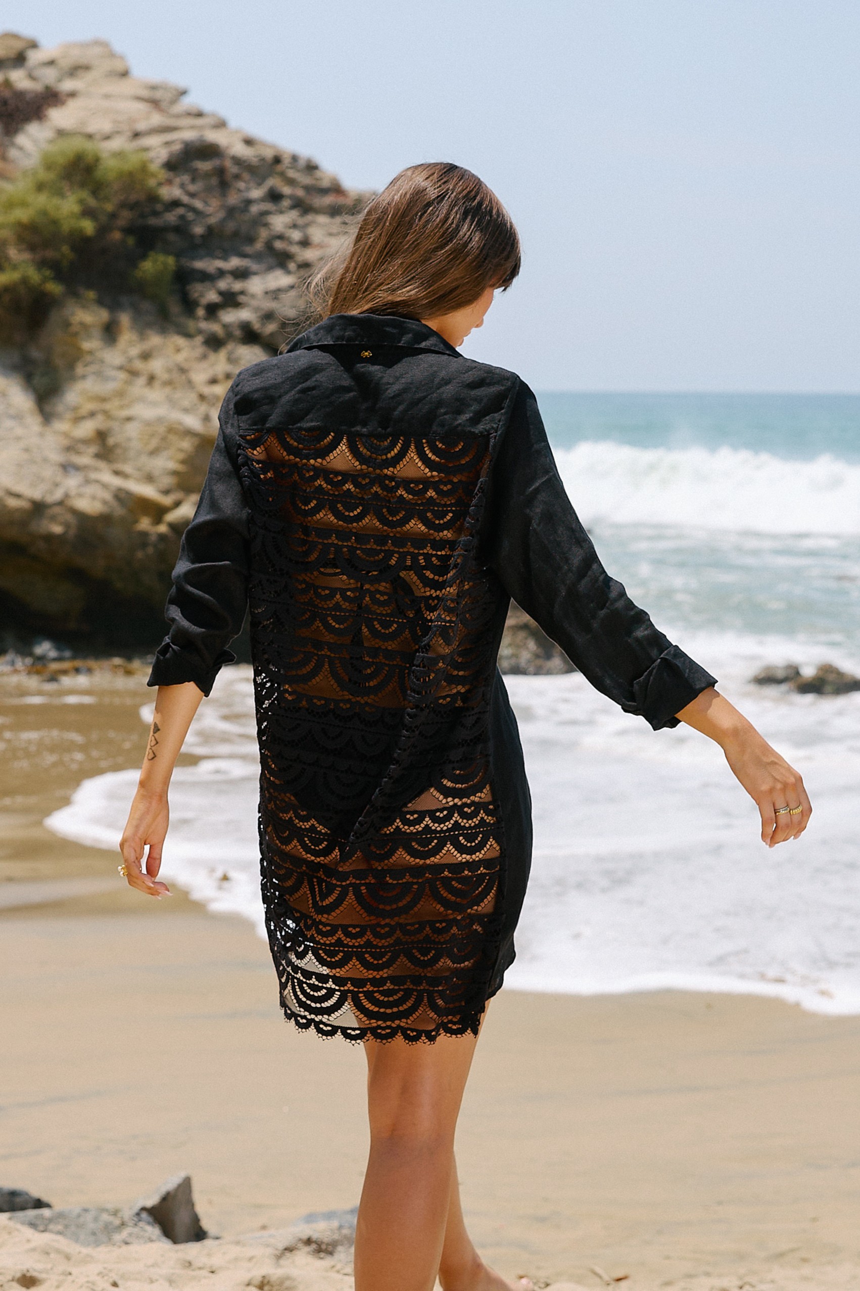 PQ Swim Midnight Lace Linnen Black Tunic